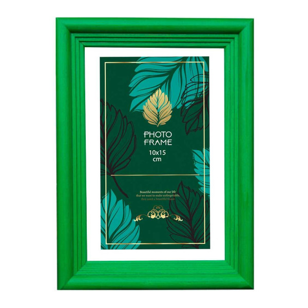 Фоторамка 10*15 дерево, багет 20мм, зеленый, вставка стекло, ножка С20РС1015злн Полином