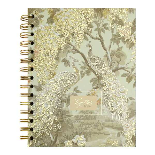 Записная книга А5+ 96л "Павлины" клетка, гребень, тв.обл., картон 73401 Феникс+