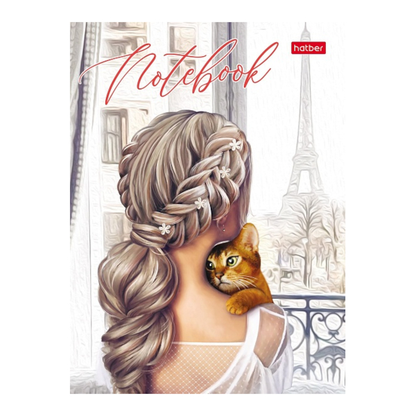 Записная книга А6 80л "Окно в Париж" франц.клетка, сшивка, тв.обл., картон 80ЗКт6В1_28629 Hatber