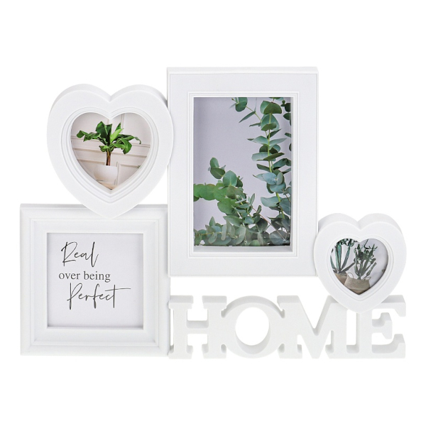 Фоторамка коллаж 4 фото, 36,6*28,5см, пластик, белый "Любовь в воздухе" ФР-7218 Миленд.