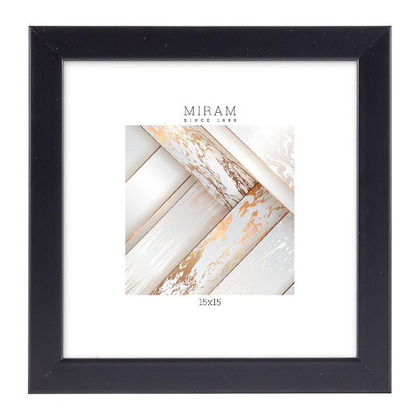Фоторамка 15*15, пластик, багет 18мм, черный, вставка пластик 641877-3 МИРАМ