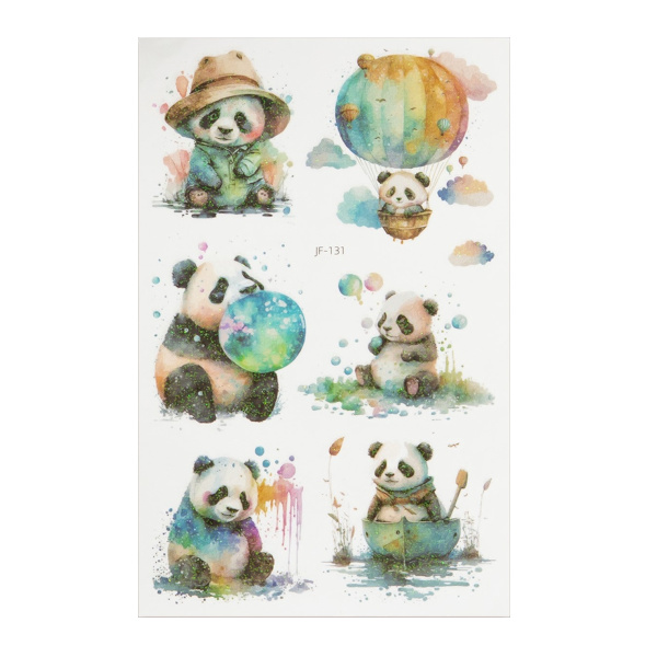 Татуировка на тело "Панда малыш" светящ. с блёст., 7,5*12см 10539422