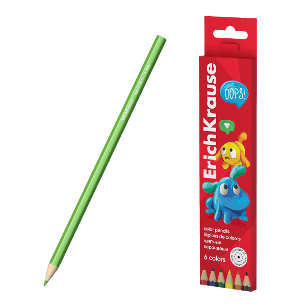 Карандаши 6цв, дерево, 6-гран. "Jolly Friends" карт.уп. 61791 Erich Krause