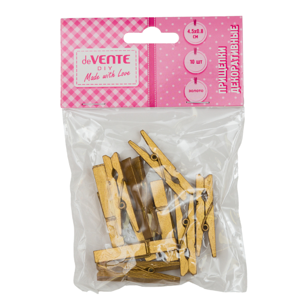 Декоративные прищепки "Natural Wood" 10шт, 35*7мм деревянные 8120411 deVENTE