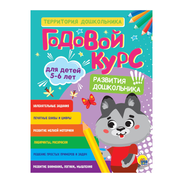 Книжка развивающая "ГОДОВОЙ КУРС 5-6 ЛЕТ" 48л 208*275мм ПП-00185863