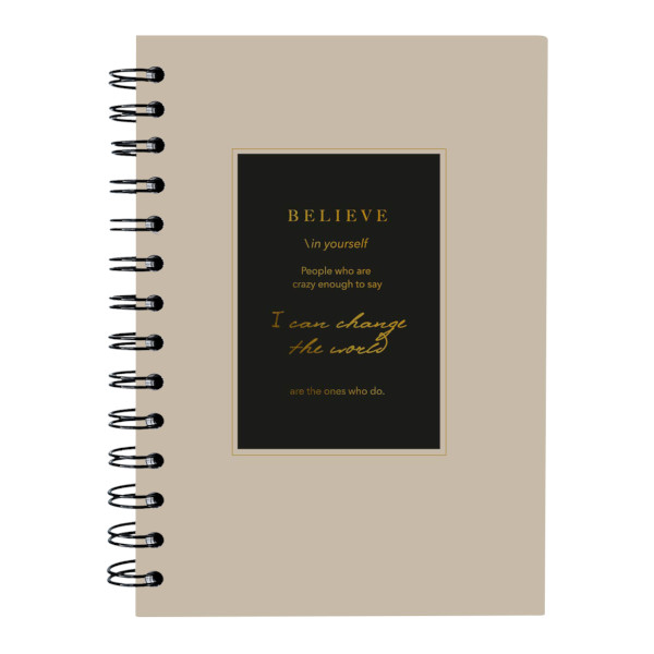 Тетрадь 120л А5- точка/гребень "Believe. Бежевая рамка" тв. обл., рисунок N4213 Be Smart