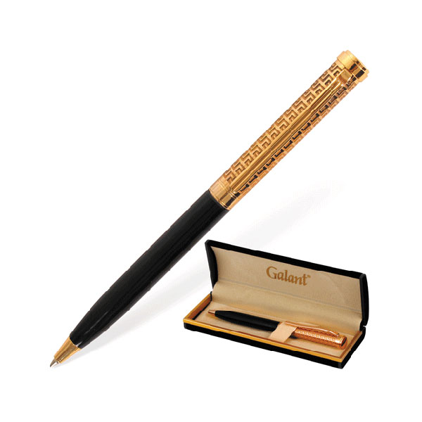 Ручка шар Galant "Empire Gold" синяя, золот.-черный корпус с гравировкой, 0,7мм 140960