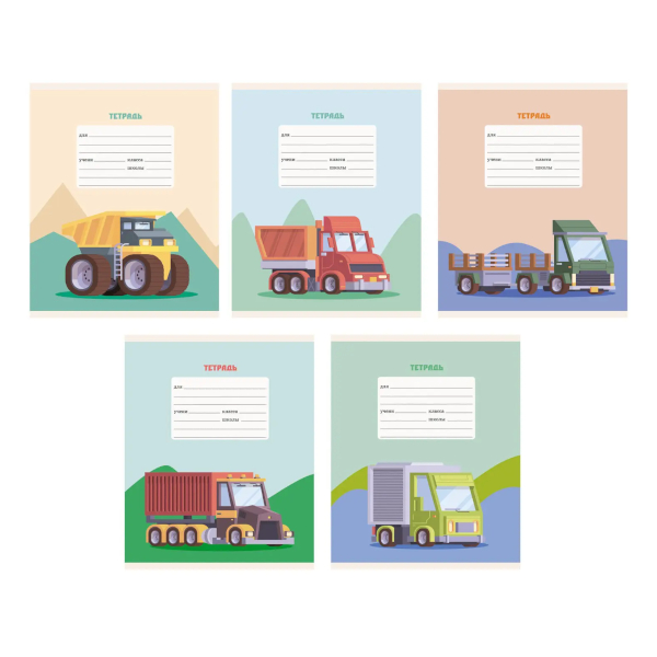 Тетрадь 12л А5 линейка "Грузовики" картон, ассорти ТЛ128280 Listoff
