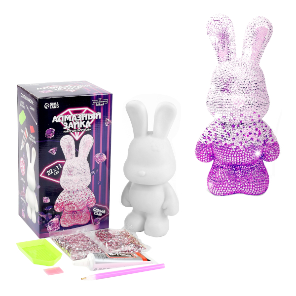 Алмазная мозаика фигурка Школа талантов 11*22см "Зайка" розовый 10225405