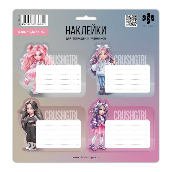 Наклейки для тетрадей "Фешн девочки" 21*25cм*5л (20шт) 70433 Феникс+