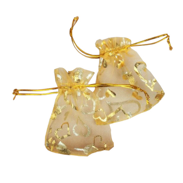 Мешок подарочный "Сердечки" органза, золото 7*9см 1195304