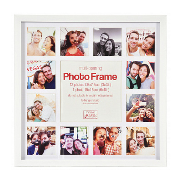 Фоторамка 34*34 пластик, багет 15мм, белый, вставка стекло "Instaframe White" PI08317 Innova