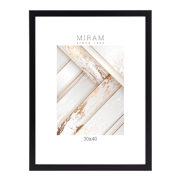 Фоторамка 30*40 пластик, багет 18мм, черный, вставка пластик 641877-15 МИРАМ