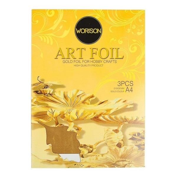 Фольга для чеканки А4 3л/1цв, золотой, папка "Art Foil" 3134181 Worison