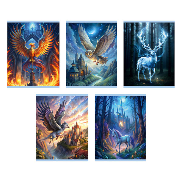 Тетрадь 48л А5 клетка "Фантастические животные" картон, ассорти ТКБ489172 Listoff