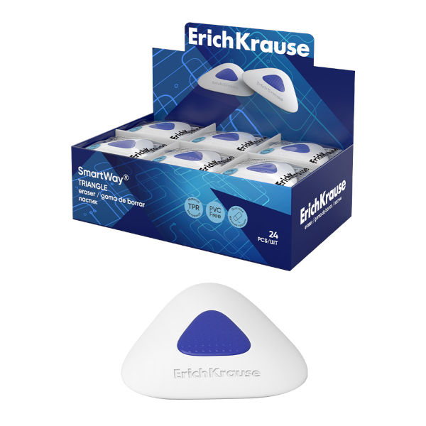 Ластик Erich Krause "SmartWay Triangle" треуг. 46*43*12мм, термопласт. резина, белый 45551