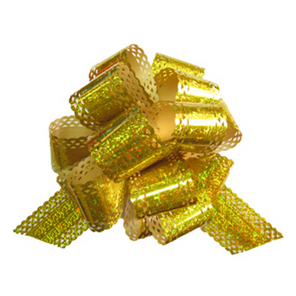 Бант для подарочной упаковки "Шар" 5см золотой, ажурный, гологр. 16602ЗОЛ Квадра (1 шт)