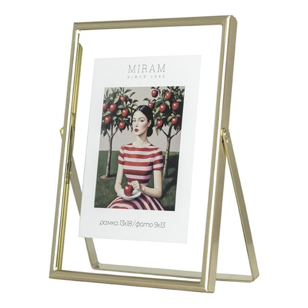 Фоторамка 13*18 металл, золото, вставка стекло, метал.ножка 6111-5 МИРАМ