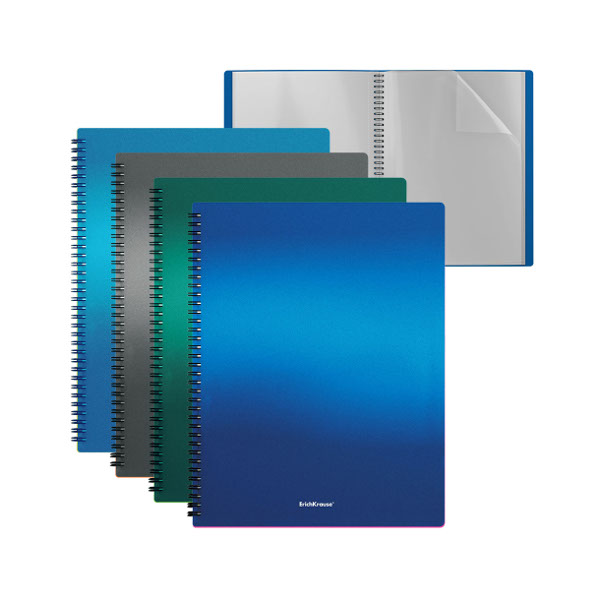 Папка 40 файлов А4, спираль, 10мм, 600мкм, ассорти "Matt Ice Metallic" 49962 Erich Krause