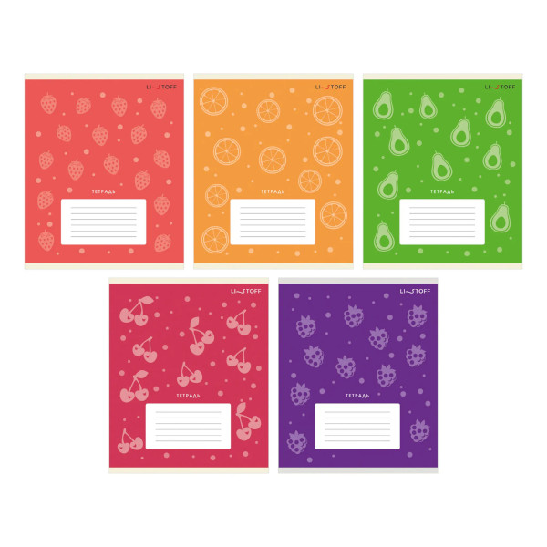 Тетрадь 12л А5 линейка "Фрукты и ягоды (Универсальная плашка)" картон, ассорти ТЛЛ129244 Listoff
