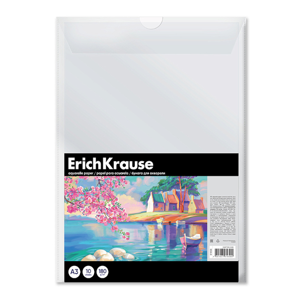 Папка для акварели А3 "Art Spirit" 10л 180г/м2, в пласт.папке 61656 Erich Krause