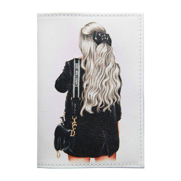 Обложка д/паспорта "Блонди" нат.кожа, рисунок 1,2-005-0 Imige