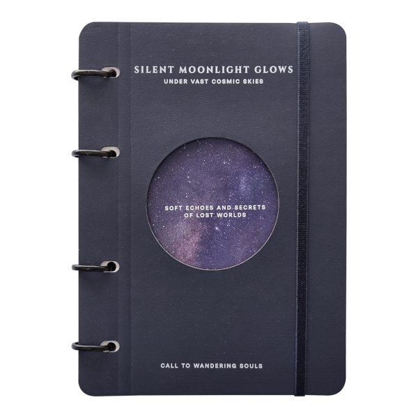 Тетрадь 120л А5+ клетка на кольцах "Moonlight. Синий" иск.кожа, рисунок N6118 Infolio