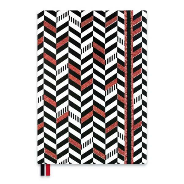 Ежедневник А5 не дат., 320 стр., Феникс+ "Пристин белый+красный" шелкограф., резинка 47584