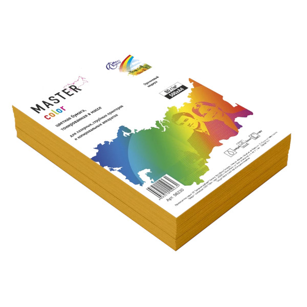 Бумага А4 80г/500л оранжевый медиум 56230 Master Color