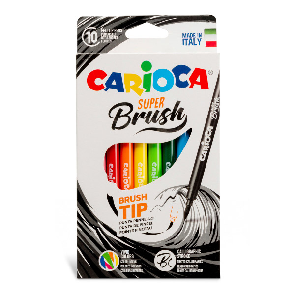 Фломастеры-кисти Carioca "Super-brush" 10цв, смыв., карт.уп. 42937