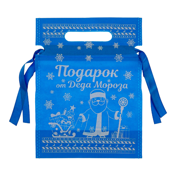 Мешочек 18*24*9см "Подарок от Деда Мороза" неткан., голубой НУ-6244 Миленд