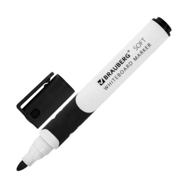 Маркер для доски 5мм, спирт. осн., пулевид., черный, пластик. корп. "Soft" 151248 Brauberg