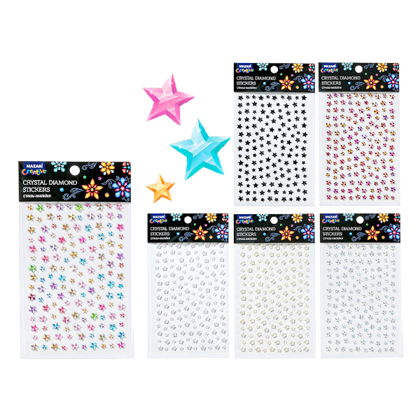 Стразы для декора самокл. "Звезды" пластик, 11*16,5см, ассорти M-20452 MAZARI ТМ