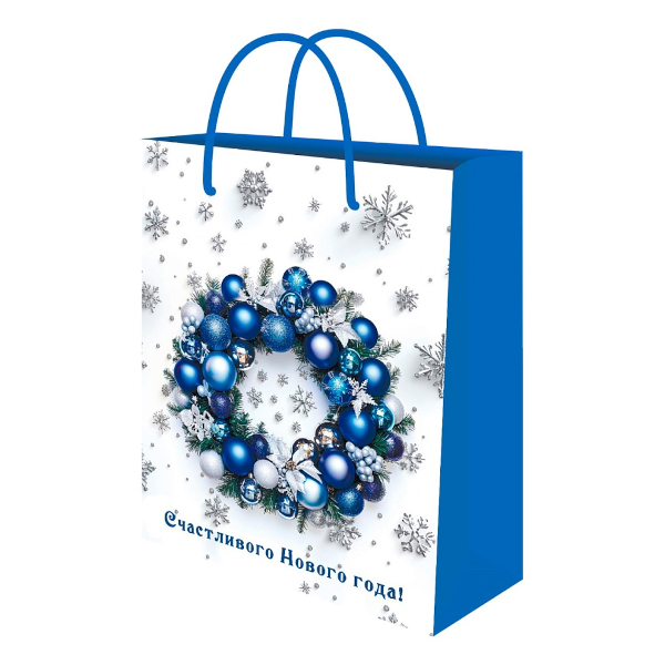 Пакет бумажный 23*18*8см "Новогодний венок" ППК-2313 Optima