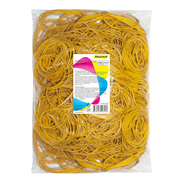 Резинка банковская 60мм, корич., 100% каучук, 1000г 189023 Silwerhof