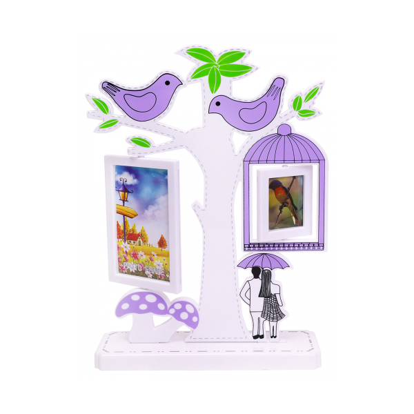 Фоторамка коллаж 2 фото, 33*24см, пластик, фиолетовый, подставка "Семейное дерево" ФР-7375 Миленд