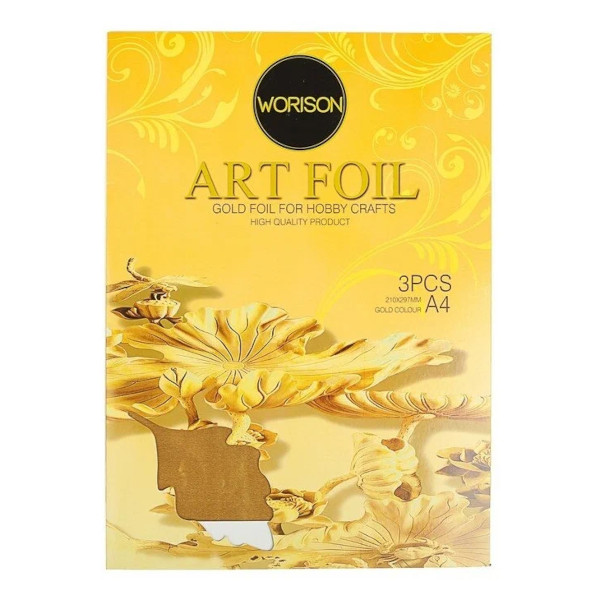 Фольга для чеканки А4 3л/1цв, золотой, папка "Art Foil" 3134181 Worison