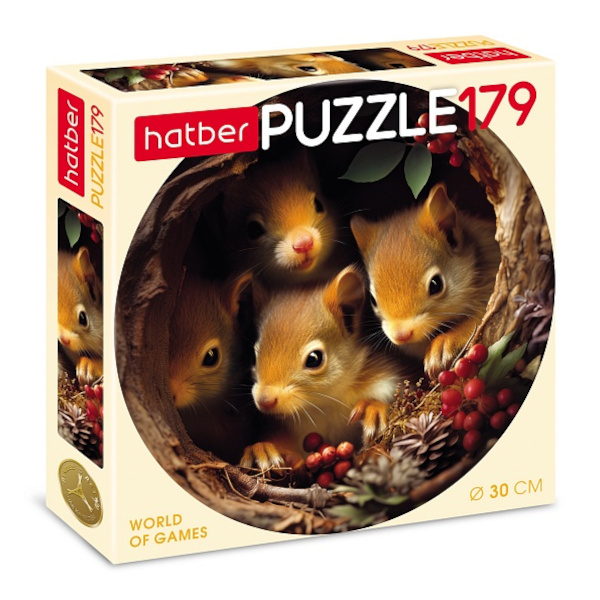 Пазлы 179 элем. "Лесные малыши" круглый, d-300мм 179ПЗк4_31688 Hatber