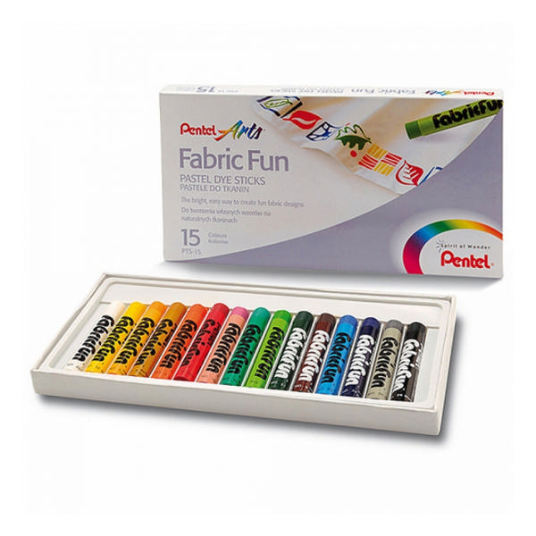 Пастель для ткани Pentel FabricFun Pastels 15цв, круглая, карт. уп. PTS-15