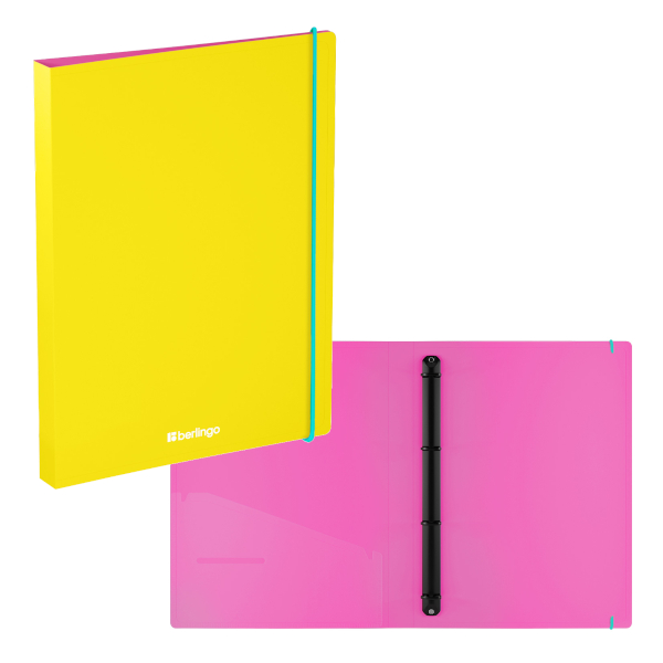 Папка 4 D-кольца А4, 24мм, 600мкм, карман внутрен., желтый "Raze" RB4_4D153 Berlingo