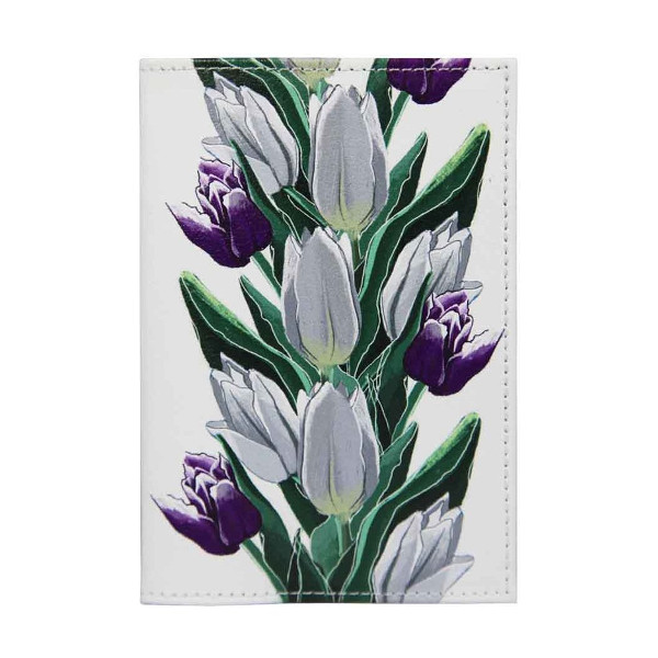 Обложка д/паспорта натур. кожа, цветной рисунок "Весна" 1,2-092-0