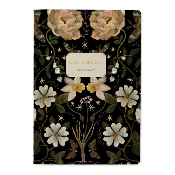 Тетрадь 40л А5 клетка/сшивка "Night Garden" картон, рисунок 7-40-001/178 Bruno Visconti