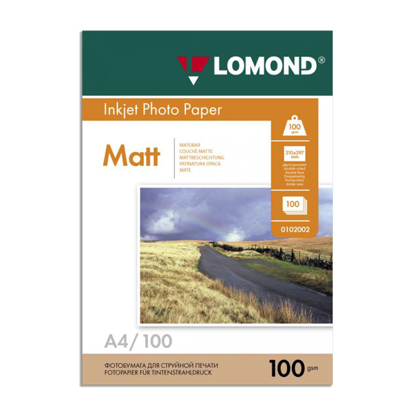 Бумага А4 Lomond для стр.пр. 100г/м2, матовая, двусторонняя 0102002 (100л)