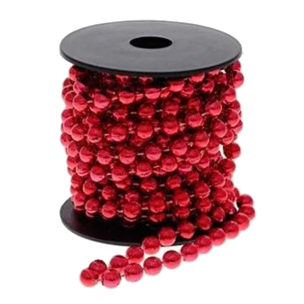 Украшение Бусы "Сказочный праздник" 6мм*10м, пластик, красный НУ-3413 Миленд
