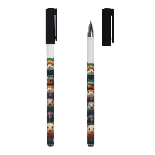 Ручка шар. 0,5мм, синий, рисунок на корп. "Вязаные звери" 71666 Феникс+