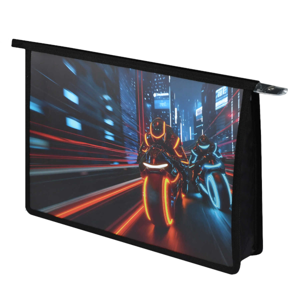 Папка для тетрадей А4 1отд., пластик, молния "Ночные мотоциклисты" 72356 Феникс+