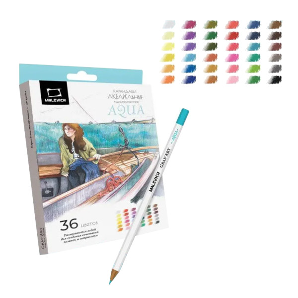 Карандаши акварельные"GrafArt" 36цв., 6-гран., дерево 198902 Малевичъ