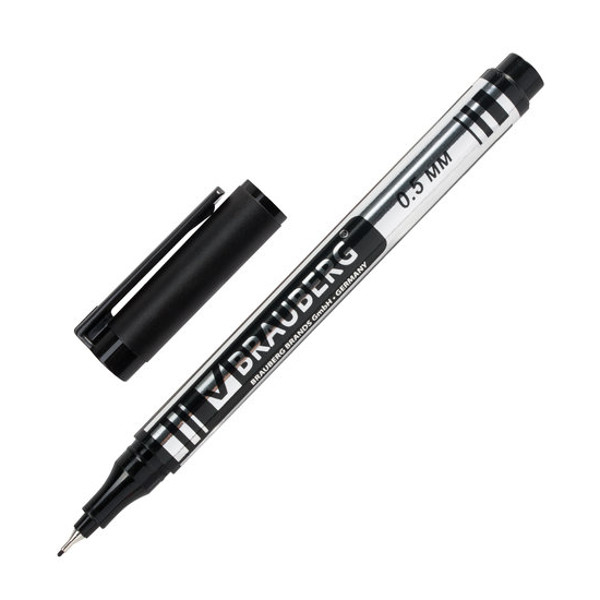 Маркер перм 0,5мм, спирт. осн., игольч., черный, пластик. корп. "Jet" 150507 Brauberg