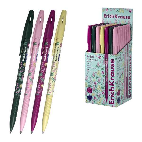 Ручка шар. 0,7мм, синий, ассорти корп. "Floral Soul. R-301" 63077 Erich Krause