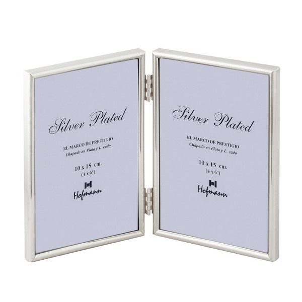 Фоторамка двойная 10*15 металл, багет 3мм, серебро, вставка стекло, книжка 469-P/2 Hofmann